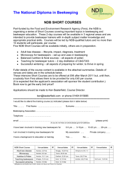 The National Diploma in Beekeeping