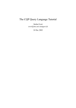The CQP Query Language Tutorial