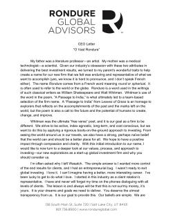CEO Letter &ldquo;O Vast Rondure&rdquo; My father was a literature professor