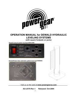 OPERATION MANUAL for DEWALD HYDRAULIC LEVELING