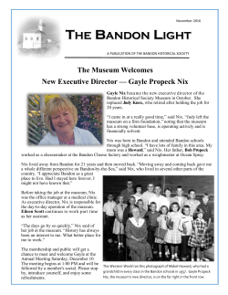 Read Current Newsletter - Bandon Historical Society Museum