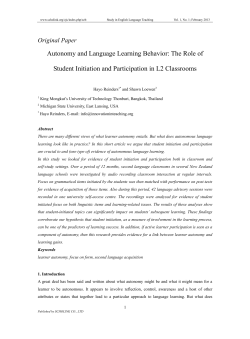 Autonomy and Language Learning Behavior: The Role