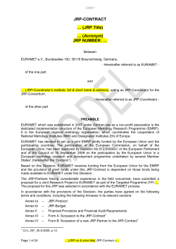 JRP-CONTRACT &hellip; (JRP Title) &hellip; (Acronym) JRP NUMBER: &hellip;