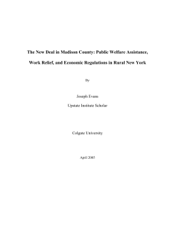 The New Deal in Madison County: Public Welfare Assistance, Work