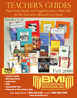 Teacher`s Guides - BMI Educational Services