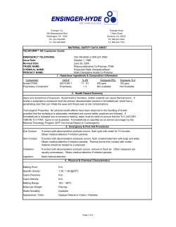 MATERIAL SAFETY DATA SHEET TECAFORM&trade; SD Copolymer