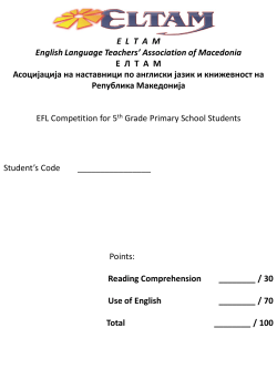 EFL Sample test for V grade 2015 primary schools + key