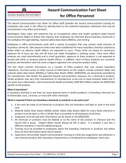 Hazard Communication Fact Sheet for Office Personnel