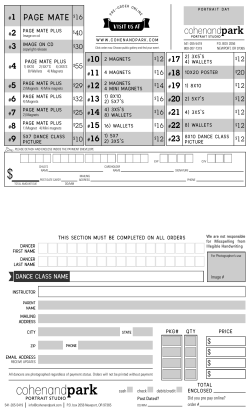 Cohen and Park Photography Order Form