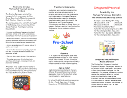 Preschool Brochure - Florham Park School District