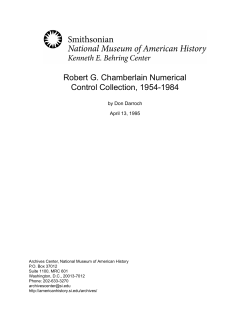 Robert G. Chamberlain Numerical Control Collection, 1954-1984