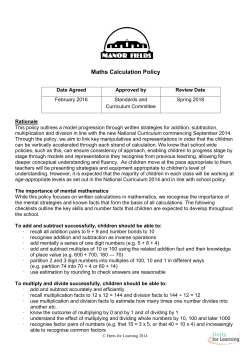 Maths Calculation Policy - Manor Fields Primary School