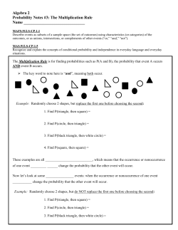 Algebra 2 Probability Notes #3: The Multiplication Rule Name