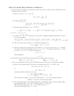 Math 112, Spring 2014, Solutions to Midterm I