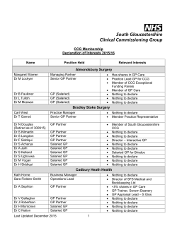 CCG Membership Declaration of Interests 2015/16 Almondsbury