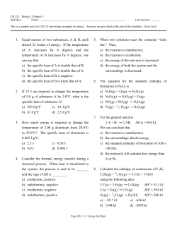 CH 221 Energy Self Quiz