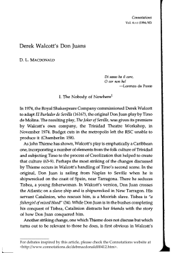 Derek Walcott`s Don Juans - Connotations: A Journal for Critical