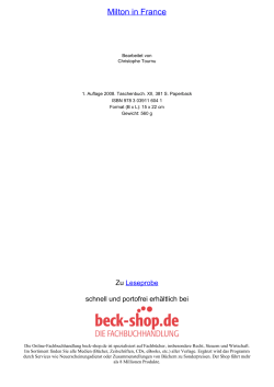 Milton in France - Toc - Beck-Shop