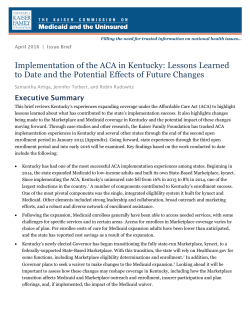 Implementation of the ACA in Kentucky