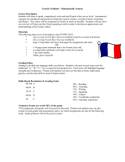French I Syllabus&mdash;Mademoiselle Armour