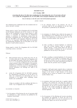 Decision No H3 of 15 October 2009 concerning the date to be taken