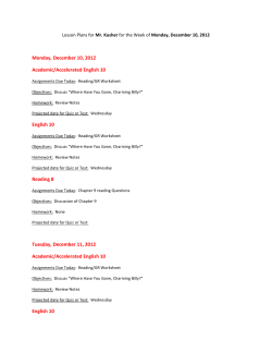 Monday, December 10, 2012 Academic/Accelerated English 10