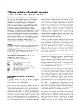 Pathway evolution, structurally speaking, Current Opinion in