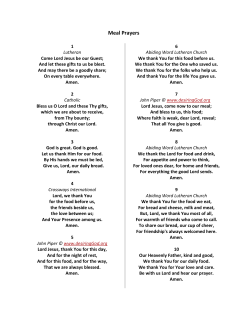 Meal Prayers - Gloria Dei Lutheran Church