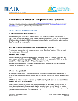 Student Growth Measures: Frequently Asked Questions