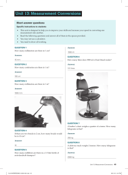 Unit 13: Measurement Conversions