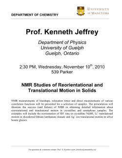 Prof. Kenneth Jeffrey - University of Manitoba