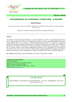 leucorrhoea in ayurvedic literature - a review