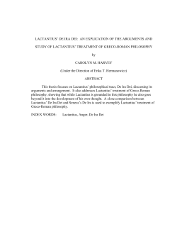 LACTANTIUS` DE IRA DEI - UGA Electronic Theses and Dissertations