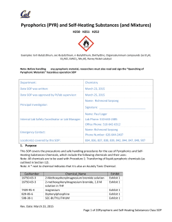 Pyrophorics (PYR) and Self-Heating Substances (and Mixtures)