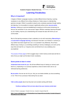 Modern Languages Learning Vocabulary