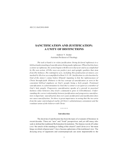 Sanctification and Justification: A Unity of Distinctions