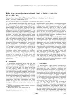 Lidar observations of polar mesospheric clouds at Rothera