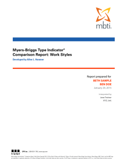 Myers-Briggs Type Indicator&reg; Comparison Report: Work Styles