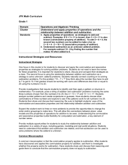 JFK Math Curriculum Grade 1 Domain Operations and Algebraic