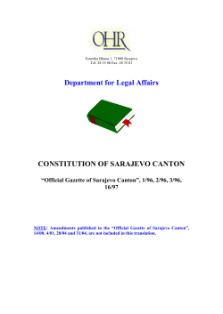 Constitution of Sarajevo Canton - Office of the High Representative
