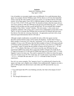 Statistics NatSci102, Professors Rieke Due April 7, 2010 Lots of