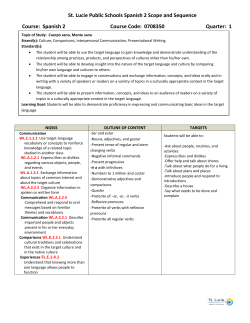 St. Lucie Public Schools Spanish 2 Scope and Sequence Course