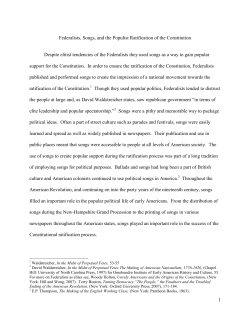 1 Federalists, Songs, and the Populist Ratification of the Constitution