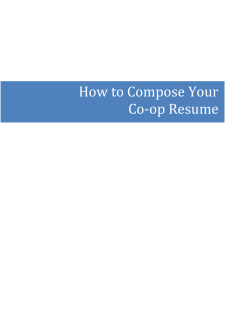 How to Compose Your Co-op Resume