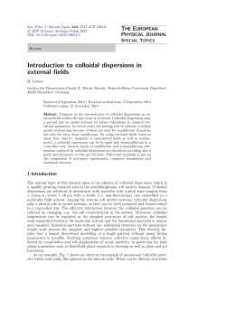 Introduction to colloidal dispersions in external fields