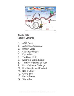 Reality Ride: Table of Contents 1. A $20 Decision 2. An Amazing