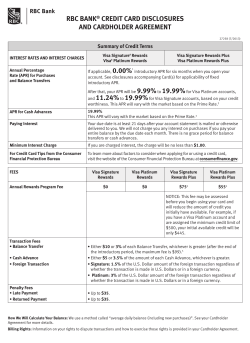 Credit Cards Disclosures and Cardholder Agreement