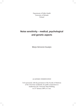 Noise sensitivity - medical, psychological and genetic aspects
