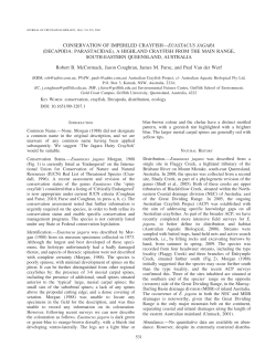 conservation of imperiled crayfish&mdash;euastacus jagara