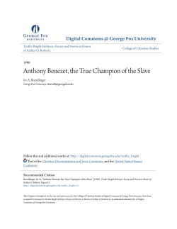 Anthony Benezet, the True Champion of the Slave
